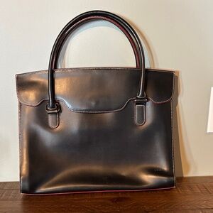 LODIS, Genuine Black Leather Tote Bag